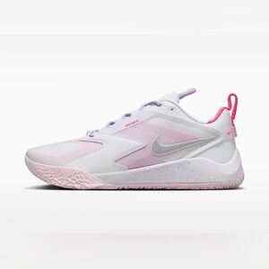 Nike Women's Volleyball White and Pink Sneakers